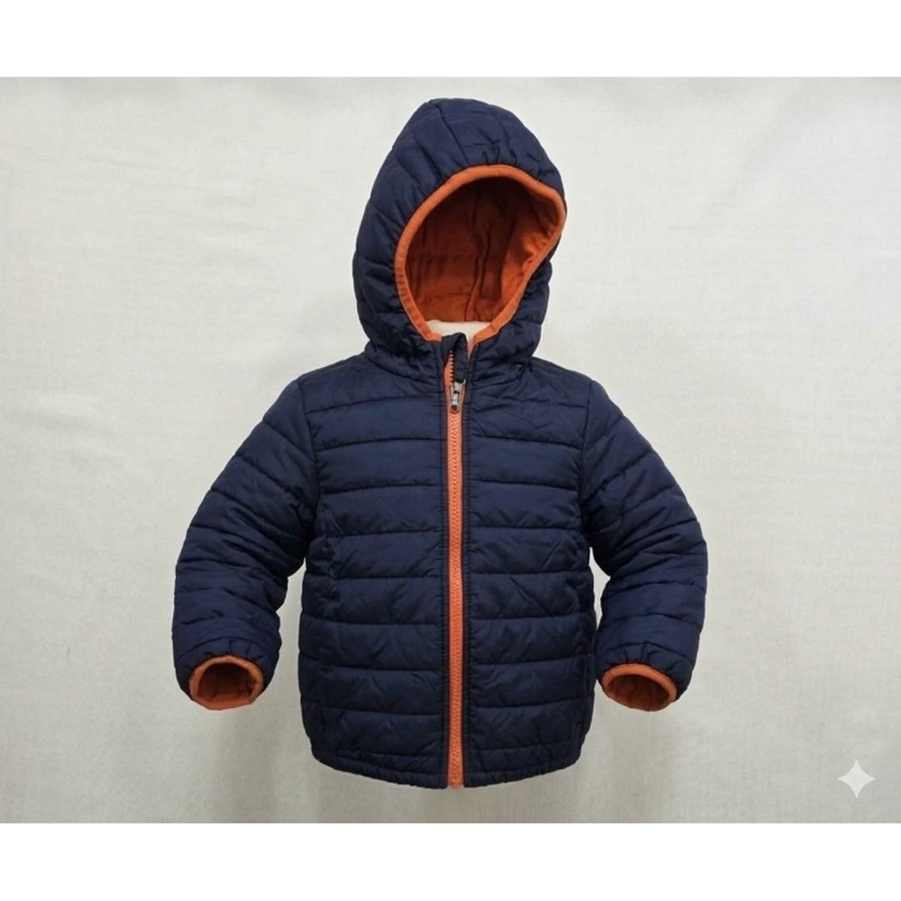ZeroXposure Toddler‎ Navy Blue & Orange Inside Zip Up Hooded Coat. Size 2T